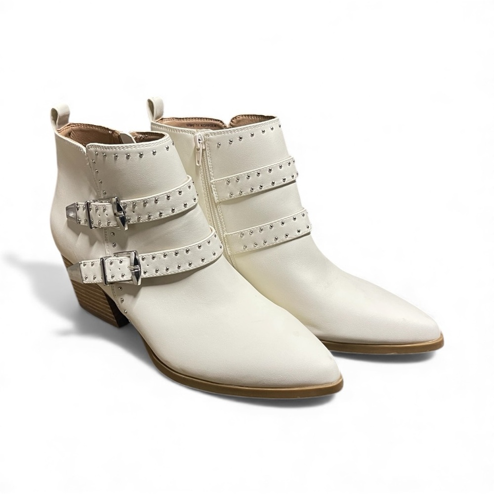 DV by Dolce Vita White Ankle Boots with Studded Straps